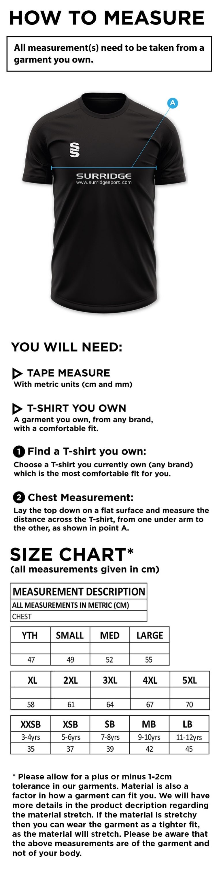 BuckieCC - Blade Polo Shirt - Size Guide
