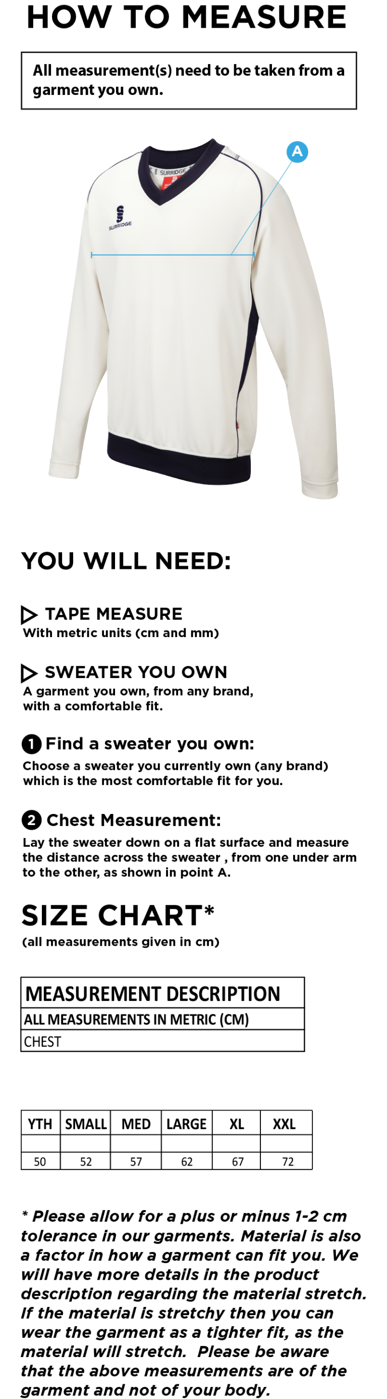 Buckie CC - Curve Long Sleeve Sweater - Size Guide